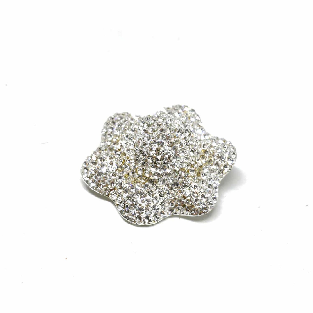 Silver Rhinestone Flower Brooch Pin For Outfits Gifts DIY Crafts 2 1/2 Inch